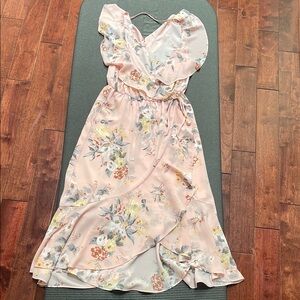 Floral Wrap Dress in Pink and Yellow